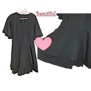 Black Ruffle Bell Sleeve Romper*Dress*Shorts*Jumper Tie Back Plus Size XL Outfit